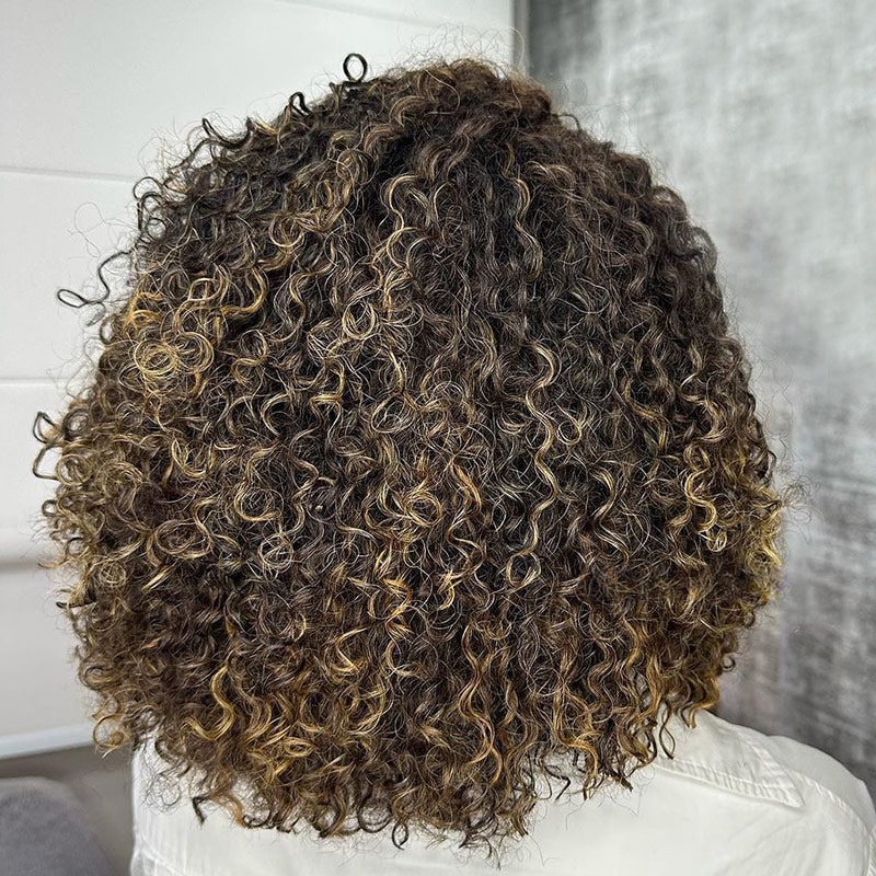 (Super Deal) Megalook Balayage Colored Short Cut Bob Highlight 13x4 Lace Fontal Glueless Water Wave Wig