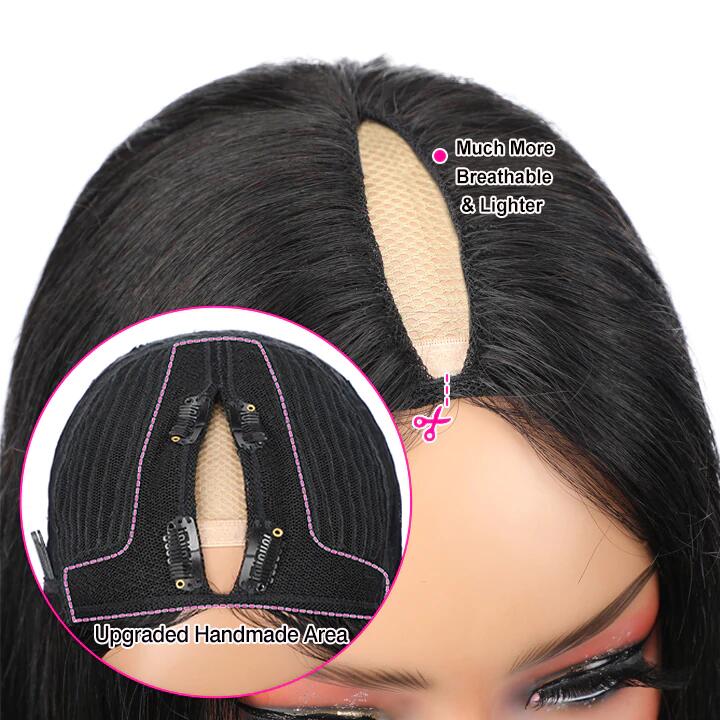 Megalook Bogo Free Thin V Part Wig Bob Human Hair Wigs Without Leave Out
