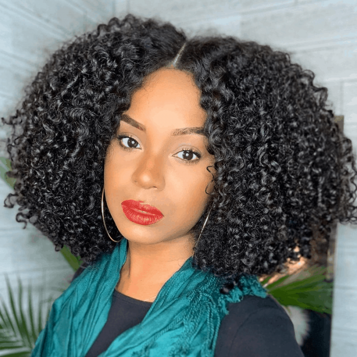 Megalook Bogo Free Thick Lace Closure Wigs Jerry Curly/Straight 4x4 Closure Wig Natural Hairlines 210% Density