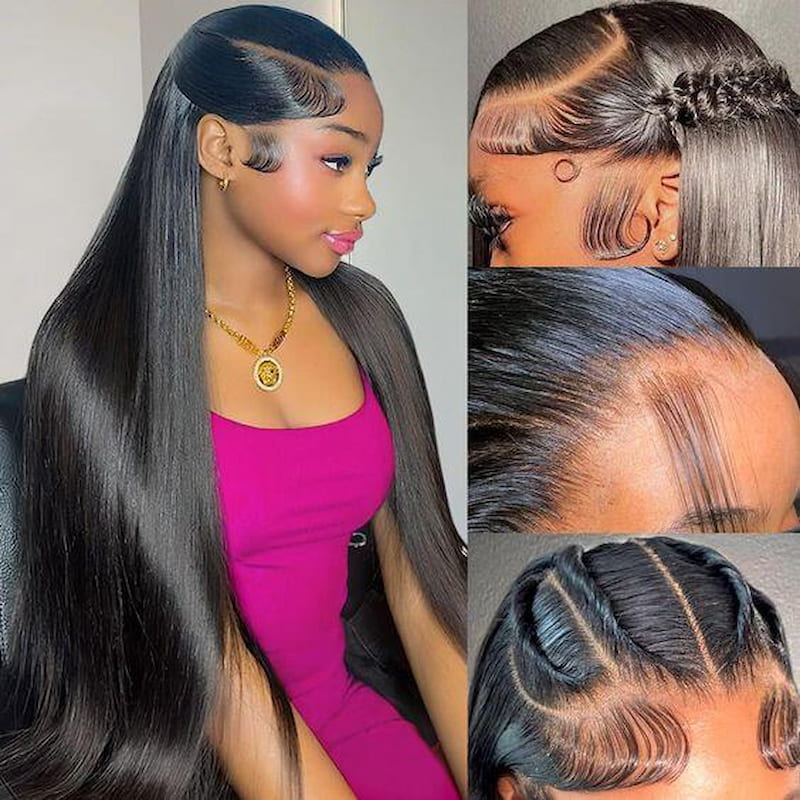 Megalook Best Quality SDD Bone Straight Transparent 13x4 Lace Frontal Wig Pre-bleached Pre-plucked With Natural Hairline