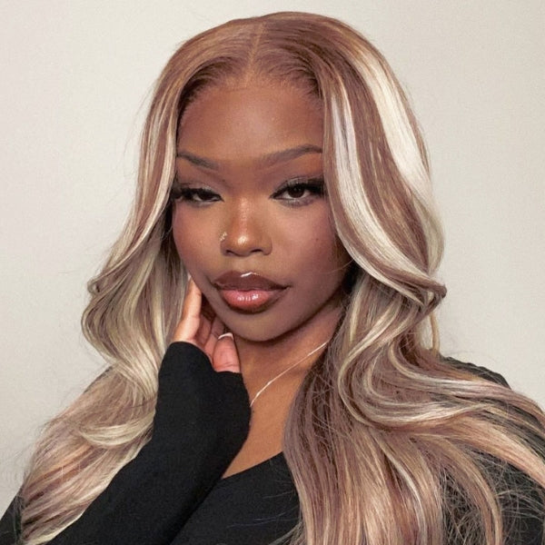 $100 Off Code: MS100| Megalook Highlight Brown Color With Honey Blonde 613 # P14/613 13x4/5x6 HD Lace Straight/Body Wave Glueless Human Wig