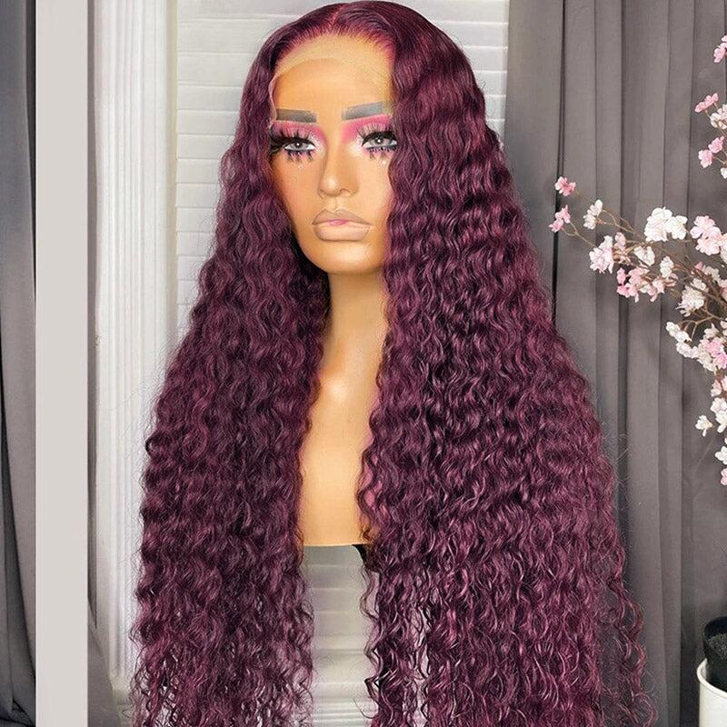 Hot&Pop Trendy Dark Purple Plum Colored 13x4 Lace Front Silky Straight/Body Wave Wig