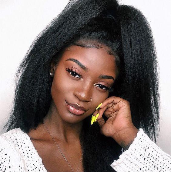 Glueless Easy Wear Go Wig Kinky Straight 13x4 HD Lace Fronatl Wig With Pre-plucked Edges Easy Wear And Go