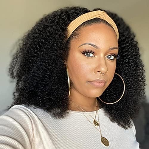 (Super Deal)20 inch Headband Wig Non-Lace Glueless Afro Curly Natural Black Human Hair Wig For Black Women