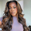 $100 OFF Code: MS100 |  Long 26 28 inch Highlight P1B/30 Body Wave 4X4 Lace Closure Wigs 210% Density