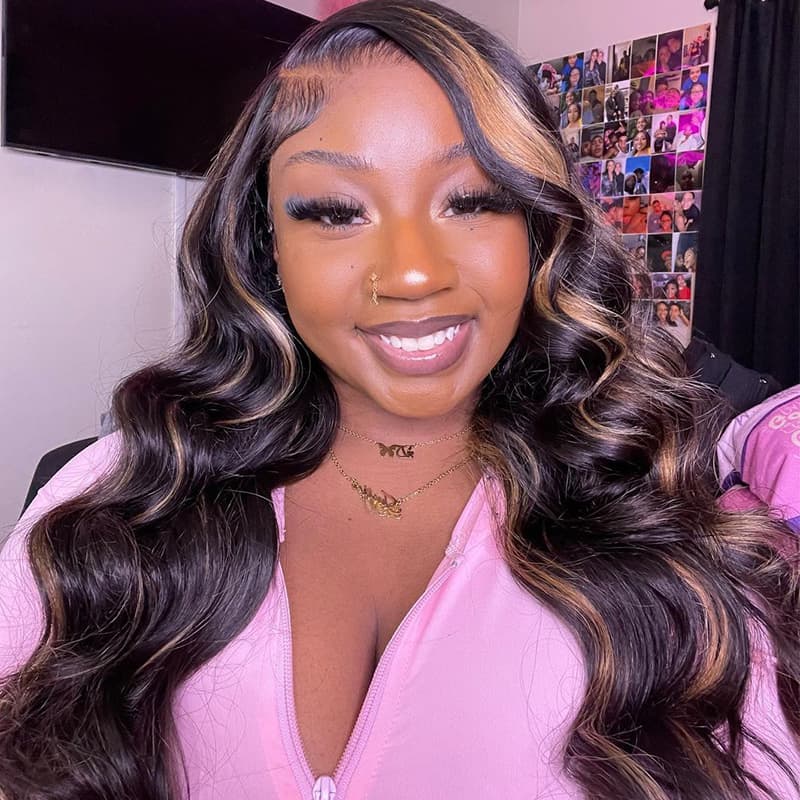 $100 OFF Code: MS100 | 210% Density 4x4 Body Wave Lace Wigs For Women Highlight Colored Wig With Pre Plucked Hairline Lace Front Wigs