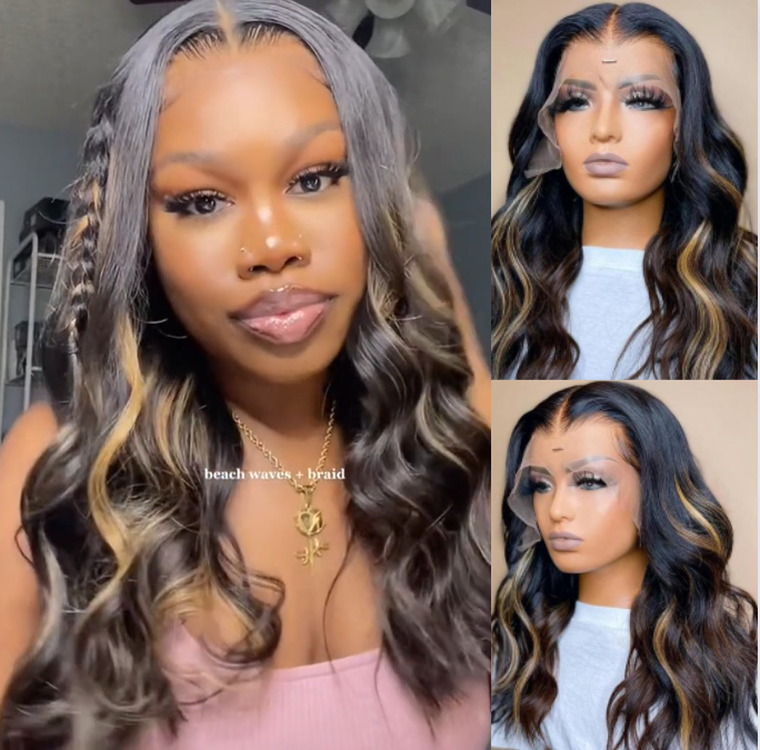 $100 OFF Code: MS100 | 210% Density 4x4 Body Wave Lace Wigs For Women Highlight Colored Wig With Pre Plucked Hairline Lace Front Wigs