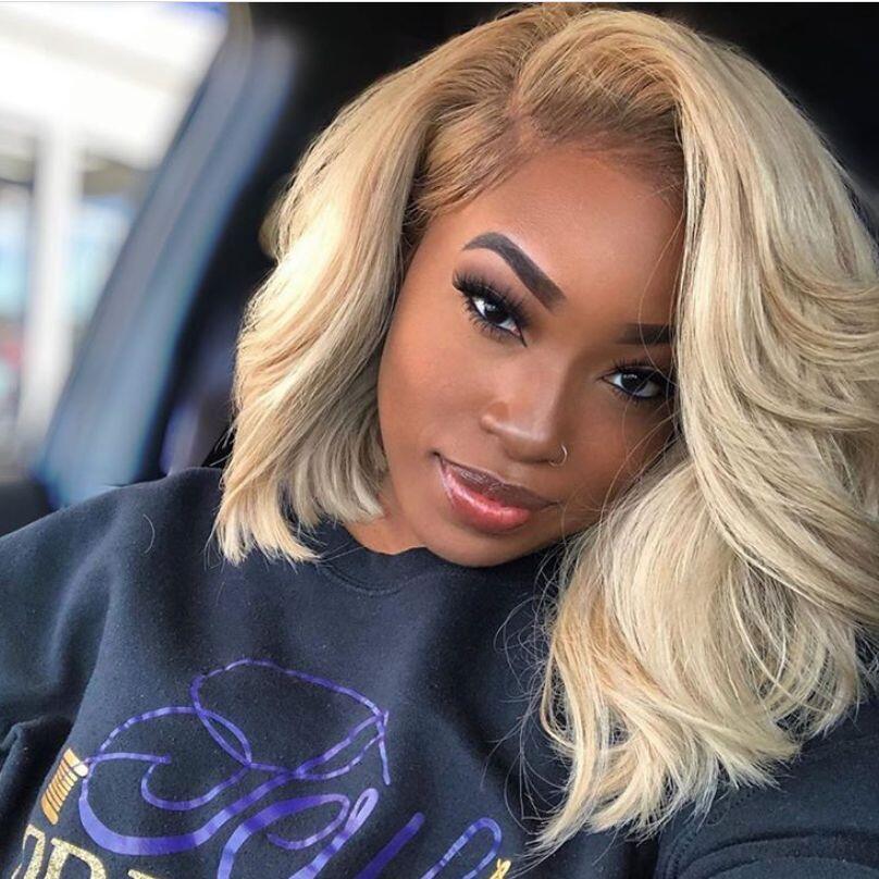 (Super Deal)Barbie Blonde With Brown #P10/613 Colored Short Bob Wig 13x4 Lace Front Wigs Straight Highlights Bob