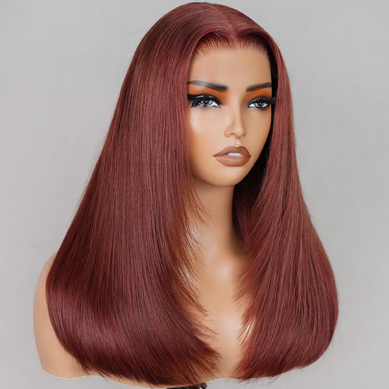 (Super Deal)Megalook Salon-Quality Luxurious Glueless 6X5 HD Lace Wig Silky Straight Highlight Balayage /Chestnut Brown Colored Double Drawn Wig{Special Discount On CheckOut!}
