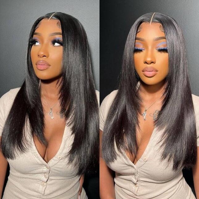 (Super Deal)Megalook Salon-Quality Luxurious Glueless 6X5 HD Lace Wig Silky Straight Highlight Balayage /Chestnut Brown Colored Double Drawn Wig{Special Discount On CheckOut!}