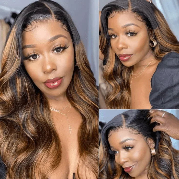 Special offer | 30inch = $199 Megalook 13x4 Lace Highlight P1B/30 Highlight Brown #4 Chestnut Body Wave Wig Undetectable Lace Front Wigs