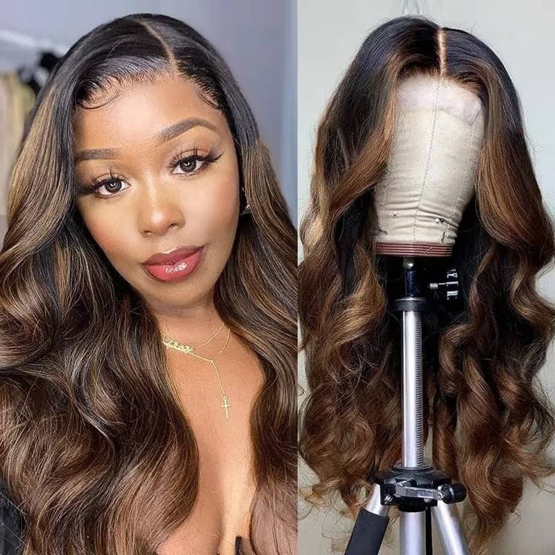 Special offer | 30inch = $199 Megalook 13x4 Lace Highlight P1B/30 Highlight Brown #4 Chestnut Body Wave Wig Undetectable Lace Front Wigs