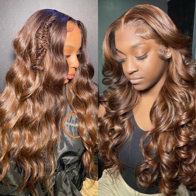 (Super Sale) Megalook 13x4 5x5 6x5 Pre Cut HD Chocolate Lace Closure Wigs #4 Dark Brown Color Human Hair Wigs