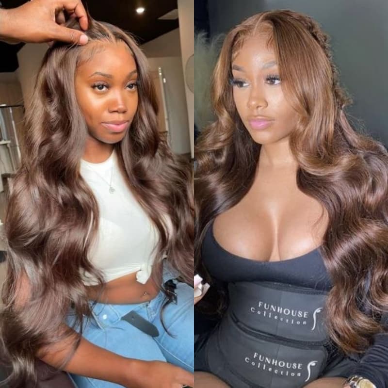 (Super Sale) Megalook 13x4 5x5 6x5 Pre Cut HD Chocolate Lace Closure Wigs #4 Dark Brown Color Human Hair Wigs