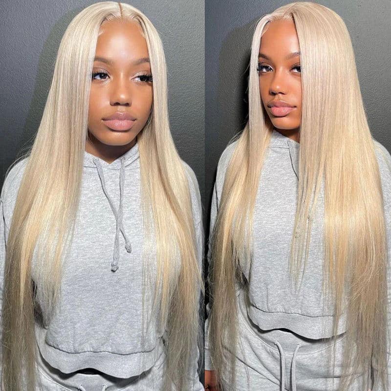 (Super Deal)30inch 6x5 Transparent Lace #613 #P1b/30 Balayage Barbie Blonde Highlight Bone Straight Hair Body Wave Wig
