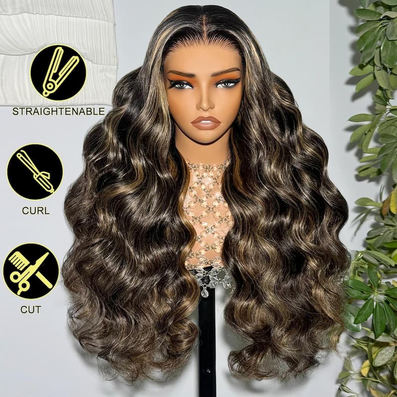 $199=2 Different Style Wig For 24inch 13X4 Balayage Wig Plus Super Silky Double Drawn Straight Or Jerry /Deep Curly Wigs