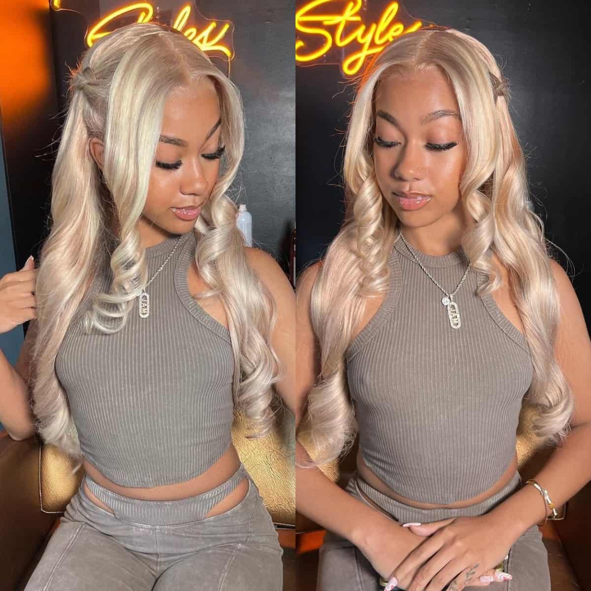 $100 OFF Code: MS100 | 5x5 HD Lace Closure Barbie Blonde Wigs #P10/613 Straight & Body Wave Wig