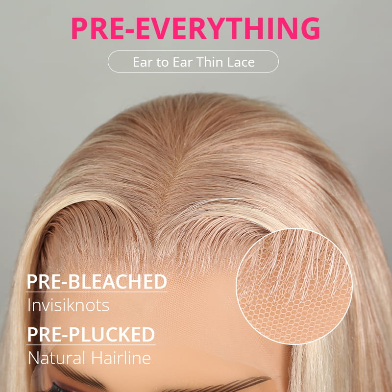(Super Deal)Barbie Blonde With Brown #P10/613 Colored Short Bob Wig 13x4 Lace Front Wigs Straight Highlights Bob