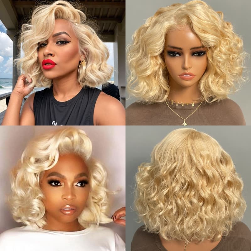 (Super Deal)Glueless 12inch Straight Bob Pre-Bleached Miny Knots 6X5 Wear Go Closure Wigs