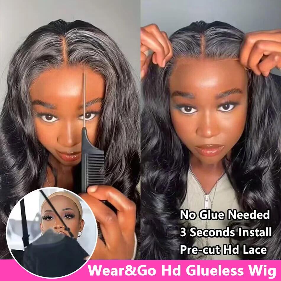 (Super Deal) Glueless 5X6 Lace Closure Human Hair Wigs Body Wave 100% Virgin Human Hair Wigs Pre-Cut With Natural Hairline