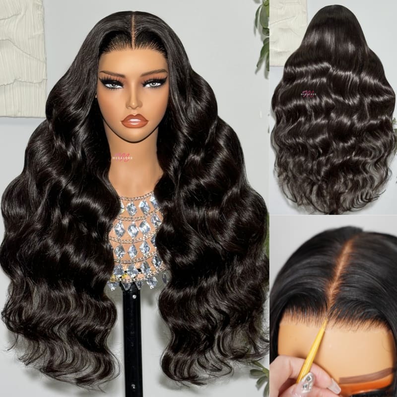(Super Deal)30inch 6x5 Transparent Lace #613 #P1b/30 Balayage Barbie Blonde Highlight Bone Straight Hair Body Wave Wig