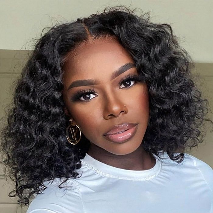 $100 OFF Code: MS100 | Megalook Short Cut Water Wave Bob Wig 6 Inch Deep Part  Curly Human Hair Wigs Glueless Lace Wear Go Wig