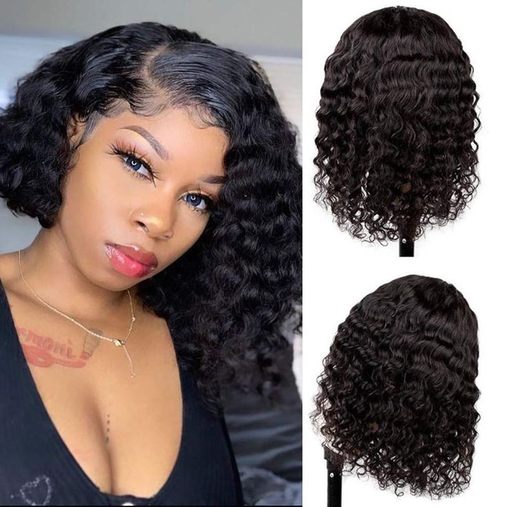 $100 OFF Code: MS100 | Megalook Short Cut Water Wave Bob Wig 6 Inch Deep Part  Curly Human Hair Wigs Glueless Lace Wear Go Wig