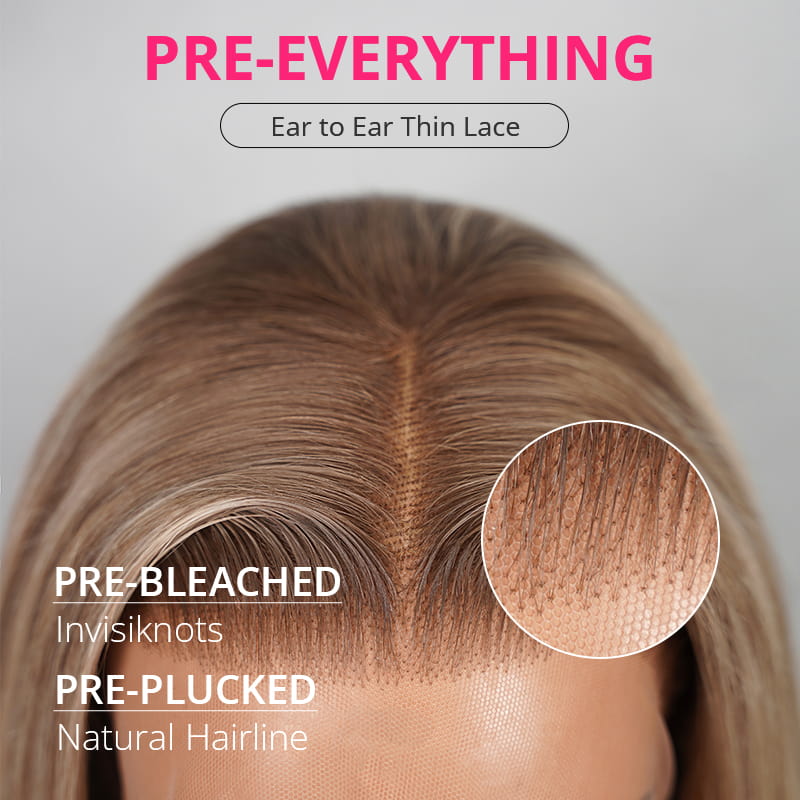(Super Deal) Chocolate Dipped Marshmallow Vibe 13x4 Lace Frontal Body Wave Natural Pre-Plucked Hairline 6x5 Pre Cut Lace Wigs