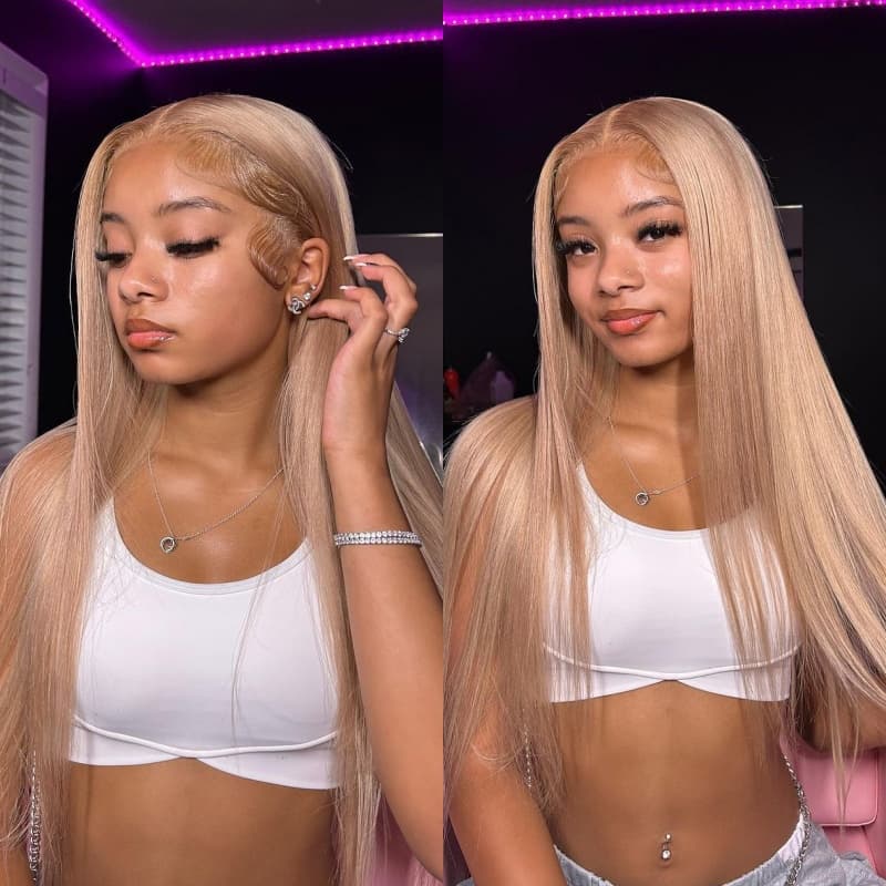 (Super Deal) Megalook 13x4 HD Lace Milk Tea Brown Light Flaxen Brown Cozy Blonde Pre Cut 6X5 Hd Lace Closure Long Glueless Wear Go Wig