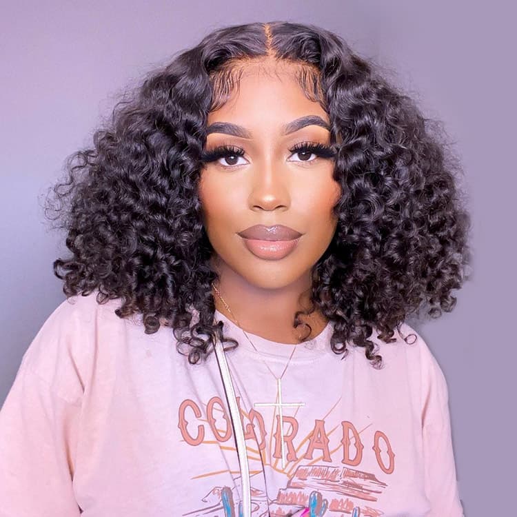 $100 OFF Code: MS100 | Megalook Short Cut Water Wave Bob Wig 6 Inch Deep Part  Curly Human Hair Wigs Glueless Lace Wear Go Wig