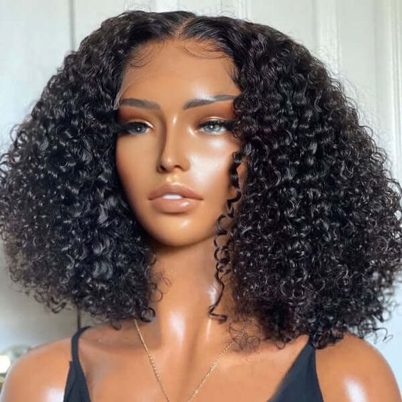 Megalook Short Cut Water Wave Bob Wig Curly Human Hair Wigs Glueless Lace Wear Go Wig