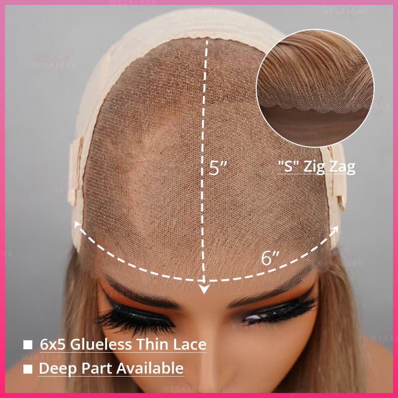 (Super Deal) Megalook 13x4 HD Lace Milk Tea Brown Light Flaxen Brown Cozy Blonde Pre Cut 6X5 Hd Lace Closure Long Glueless Wear Go Wig