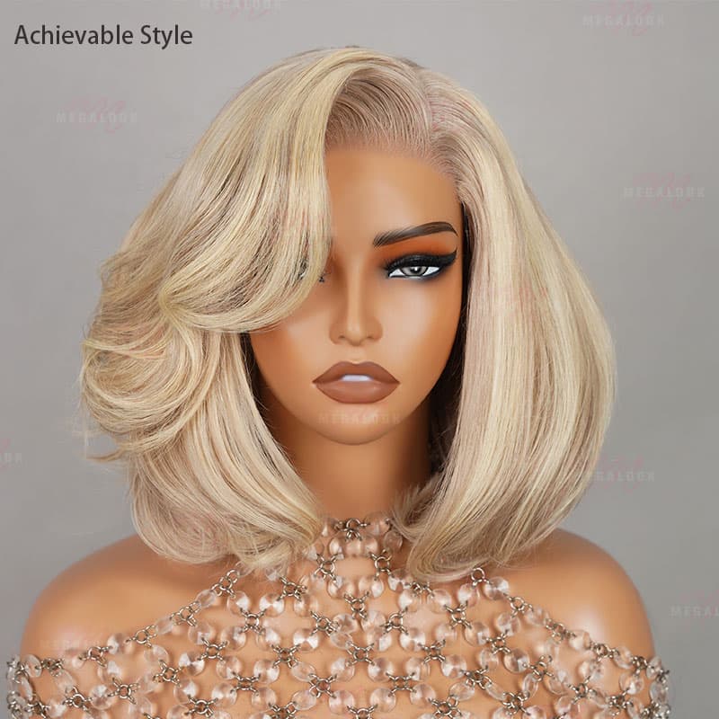 (Super Deal)Barbie Blonde With Brown #P10/613 Colored Short Bob Wig 13x4 Lace Front Wigs Straight Highlights Bob