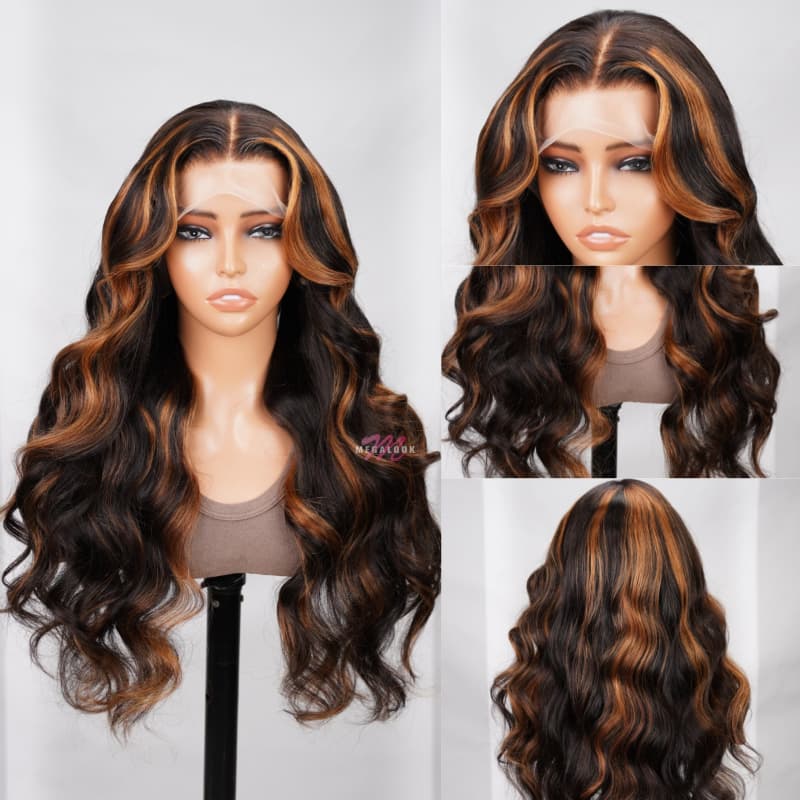 210% Density New Balayage Highlight Honey P1B/30 Colored Wigs 13x4 13x6 Lace Front Wig Transparent Lace Virgin Human Hair Wigs