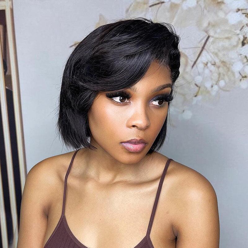 1B/#30 Pixie Cut Transparent HD Lace Frontal Highlight BOB Wigs