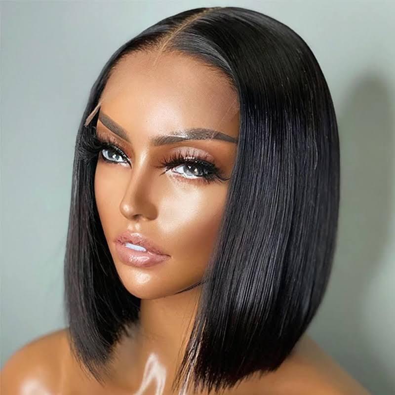 $100 OFF Code: MS100 | 210% High Density Short Cut Blunt Straight Glueless Bob Wigs 4X4 Lace Closure Wig