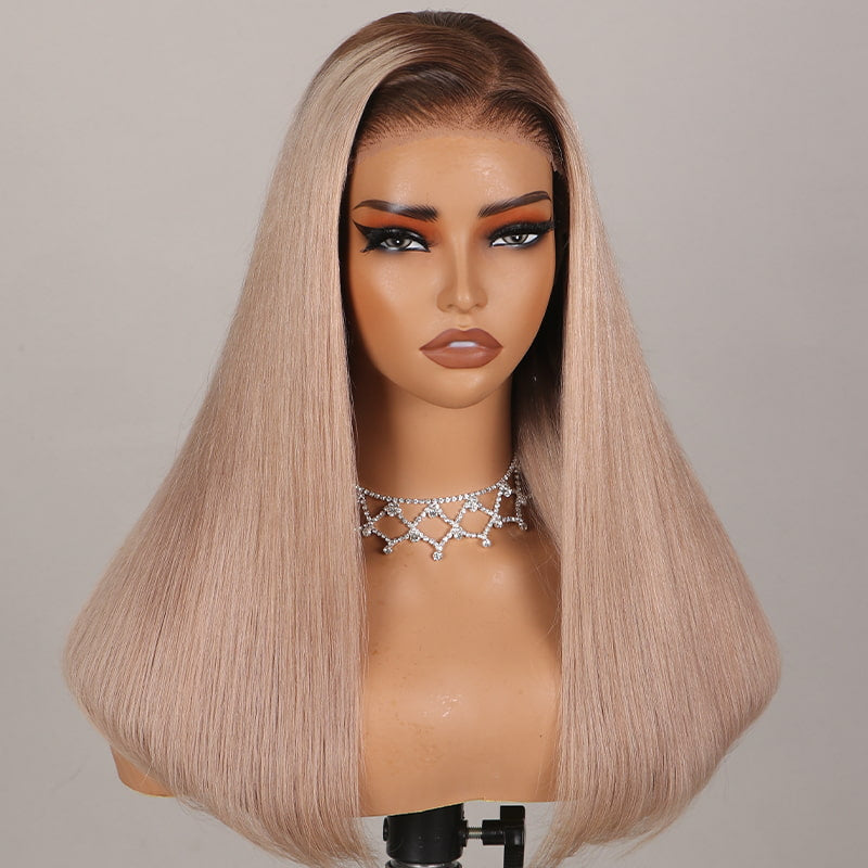 (Super Deal) Chocolate Dipped Marshmallow Vibe 13x4 Lace Frontal Body Wave Natural Pre-Plucked Hairline 6x5 Pre Cut Lace Wigs