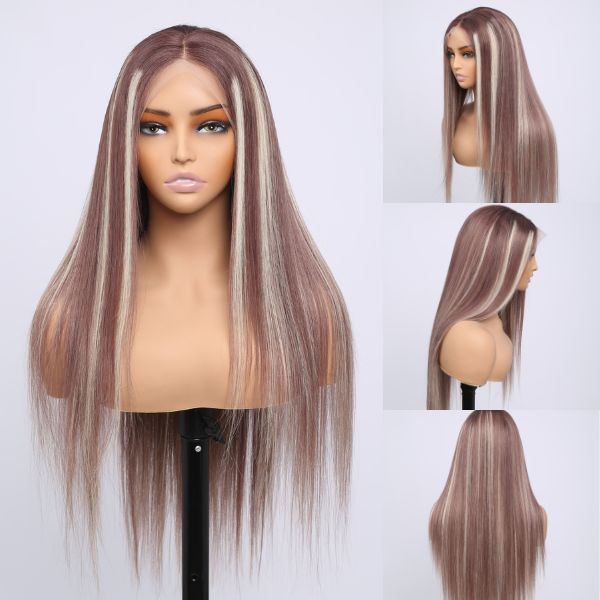 $100 Off Code: MS100| Megalook Highlight Brown Color With Honey Blonde 613 # P14/613 13x4/5x6 HD Lace Straight/Body Wave Glueless Human Wig