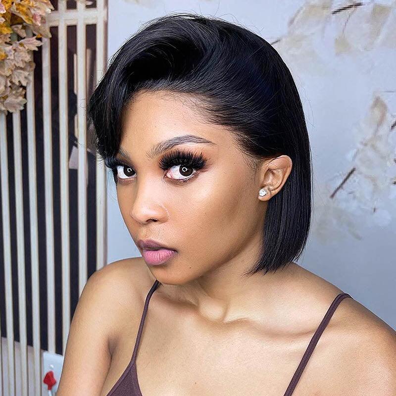 1B/#30 Pixie Cut Transparent HD Lace Frontal Highlight BOB Wigs