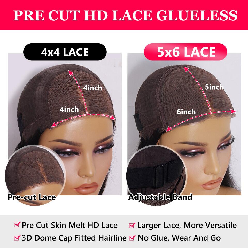 Pre Cut Lace | Glueless 6X5 HD Lace Wig Loose Deep Wave Human Hair Easy Wear And Go Wig