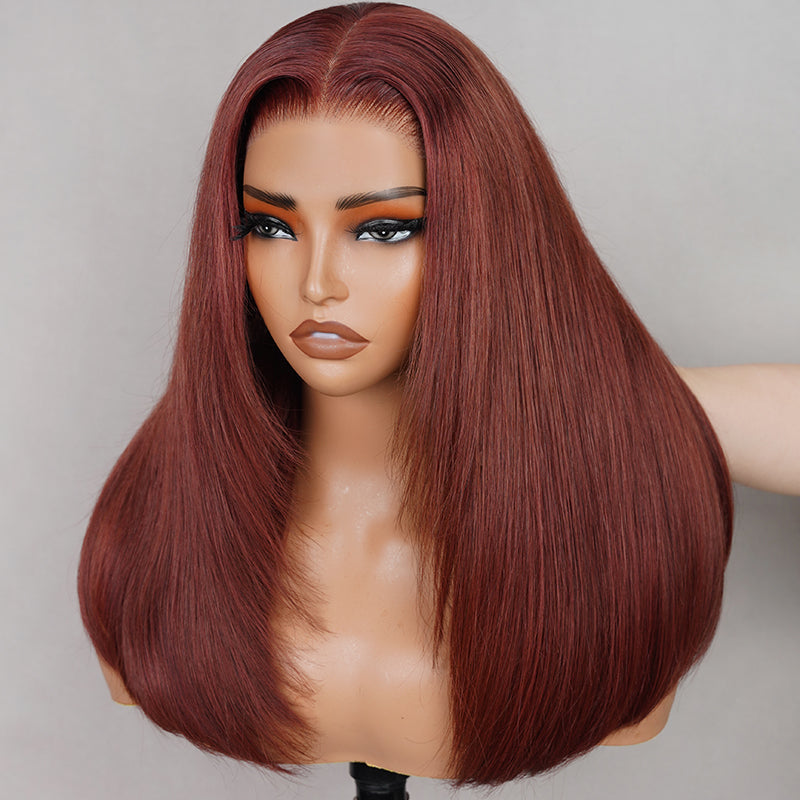 (Super Deal)Megalook Salon-Quality Luxurious Glueless 6X5 HD Lace Wig Silky Straight Highlight Balayage /Chestnut Brown Colored Double Drawn Wig{Special Discount On CheckOut!}