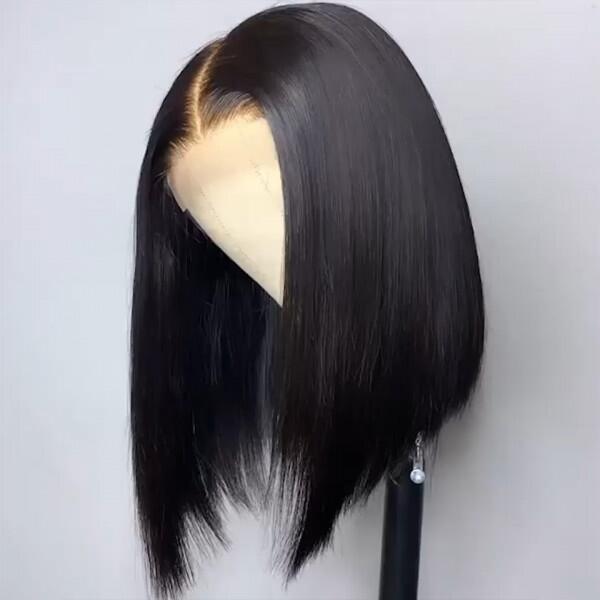 $100 OFF Code: MS100 | 210% High Density Short Cut Blunt Straight Glueless Bob Wigs 4X4 Lace Closure Wig