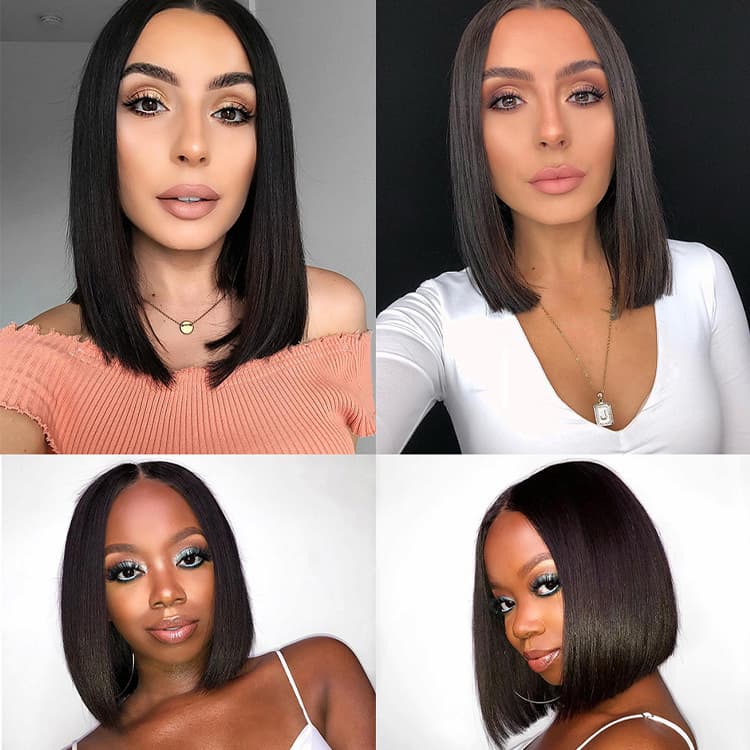 180% Density Bob Wigs 13X5 T Part Lace Front Wig Natural Color Remy Human Hair Wigs