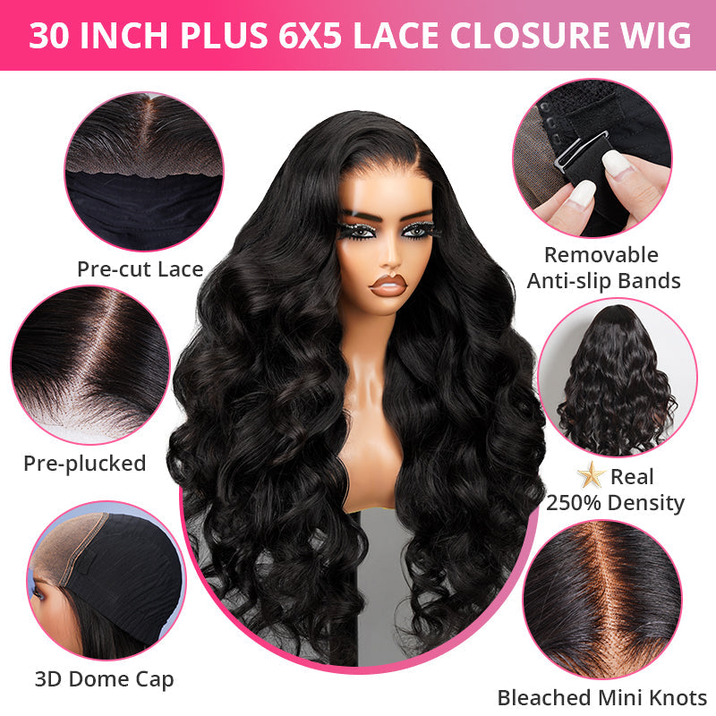 (Super Deal)30inch 6x5 Transparent Lace #613 #P1b/30 Balayage Barbie Blonde Highlight Bone Straight Hair Body Wave Wig