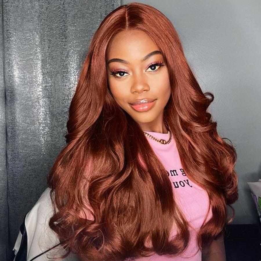 WOWANGEL Reddish Brown 5X5 HD Lace Closure Wig Body Wave Glueless Wigs