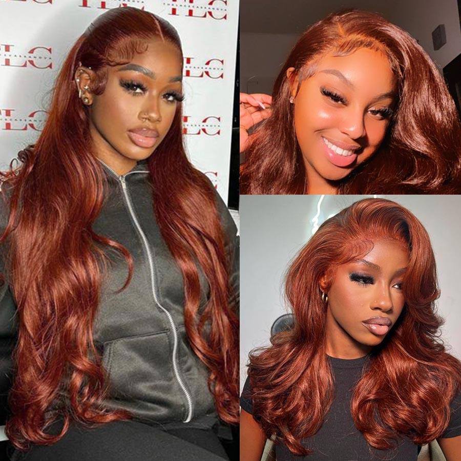 WOWANGEL Reddish Brown 9X6 Wear Go Glueless Wig HD Lace Wigs Body Wave