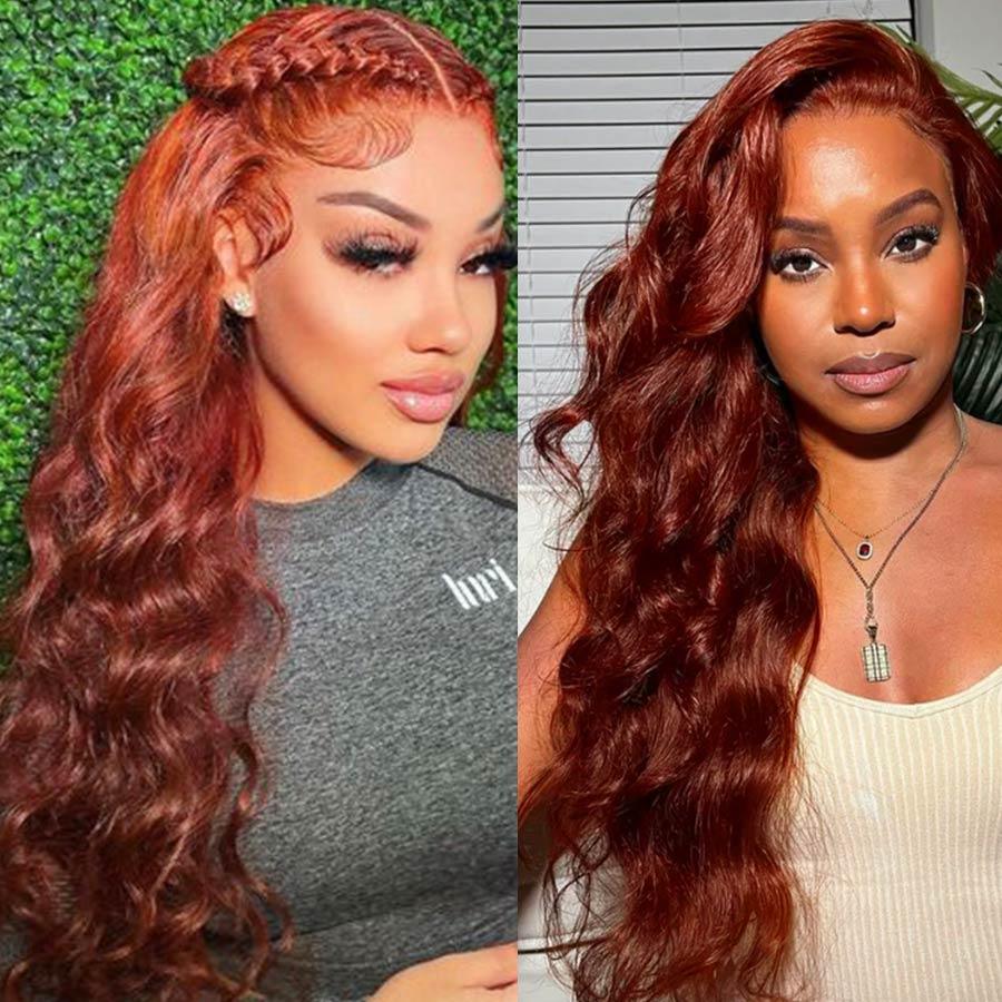 WOWANGEL Reddish Brown 9X6 Wear Go Glueless Wig HD Lace Wigs Body Wave