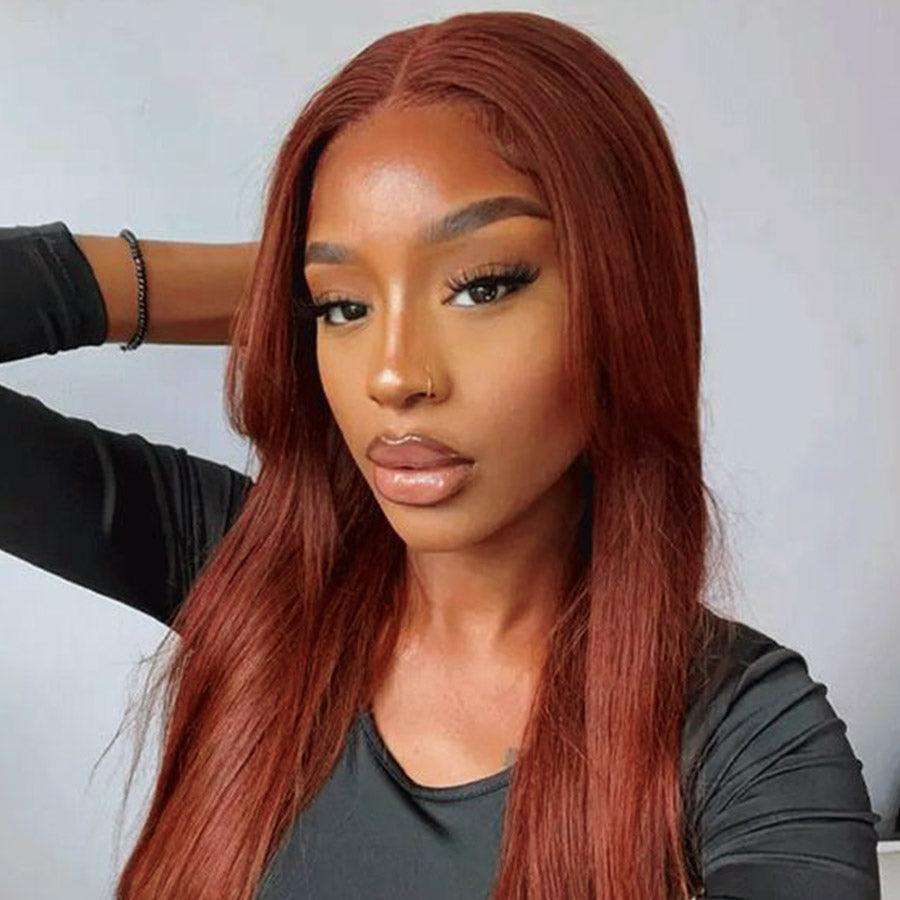 WOWANGEL Reddish Brown 9X6 Wear Go Glueless Wig Straight HD Lace Wigs