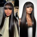 WOWANGEL Straight Bangs Wig Pre-Everything 9X6 Wear Go Glueless Wigs